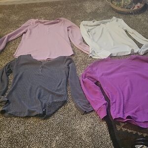 Set of Four Long Sleeve Henley Tops
